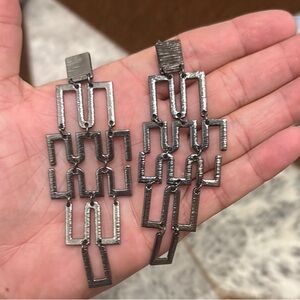 Geometric Silver Statement Earrings